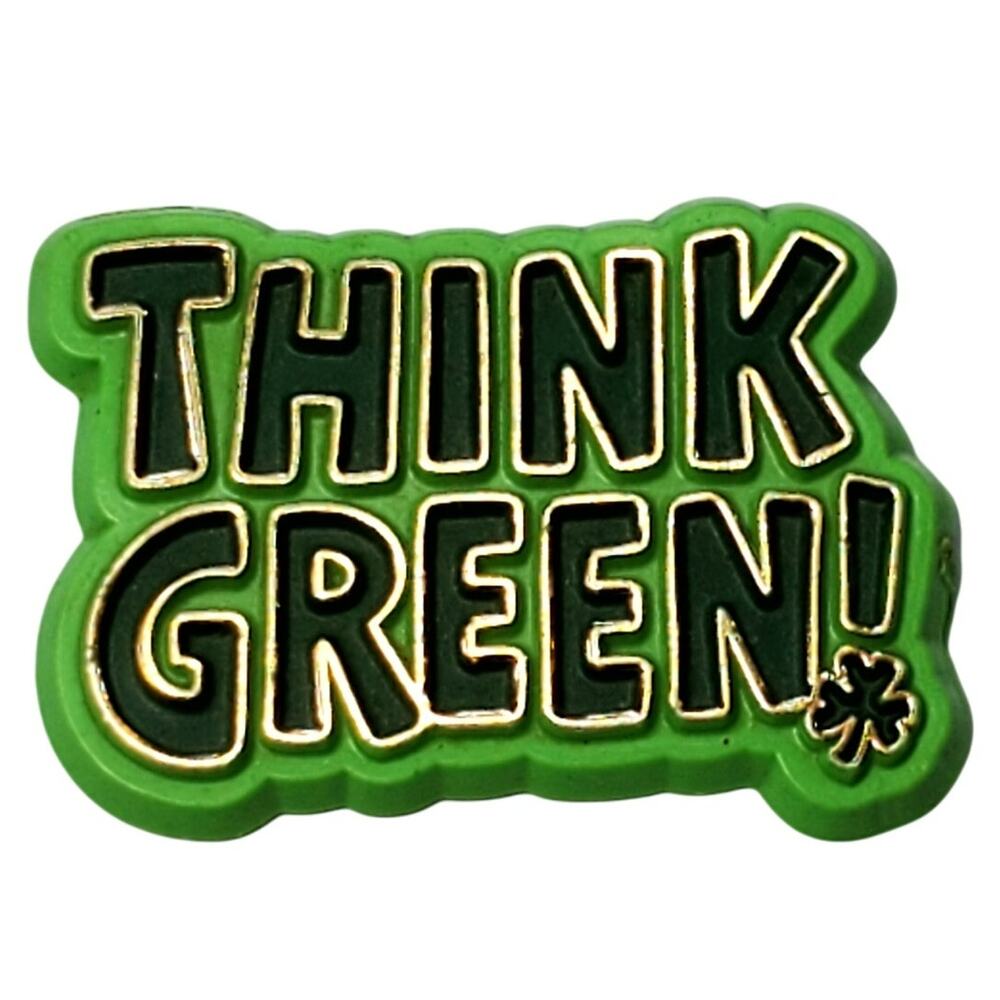 Vintage Hallmark Think Green Clover Pin Holiday 1.25"